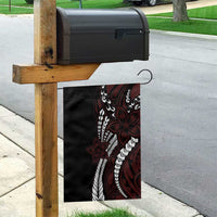 Polynesian Plumeria Floral Tattoo Pattern Garden Flag Oxblood Style