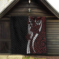 Polynesian Plumeria Floral Tattoo Pattern Quilt Oxblood Style