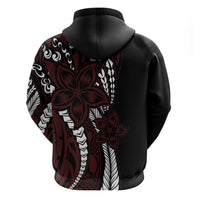 Polynesian Plumeria Floral Tattoo Pattern Zip Hoodie Oxblood Style LT9 - Polynesian Pride