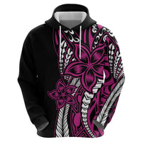 Polynesian Plumeria Floral Tattoo Pattern Hoodie Pink Style