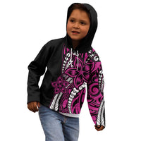 Polynesian Plumeria Floral Tattoo Pattern Kid Hoodie Pink Style