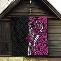 Polynesian Plumeria Floral Tattoo Pattern Quilt Pink Style