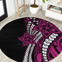 Polynesian Plumeria Floral Tattoo Pattern Round Carpet Pink Style LT9 Pink - Polynesian Pride