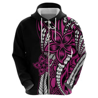 Polynesian Plumeria Floral Tattoo Pattern Zip Hoodie Pink Style LT9 - Polynesian Pride