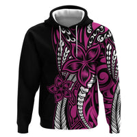 Polynesian Plumeria Floral Tattoo Pattern Zip Hoodie Pink Style LT9 Pullover Hoodie Pink - Polynesian Pride