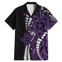 Polynesian Plumeria Floral Tattoo Pattern Family Matching Mermaid Dress and Hawaiian Shirt Purple Style LT9 Dad's Shirt - Short Sleeve Purple - Polynesian Pride
