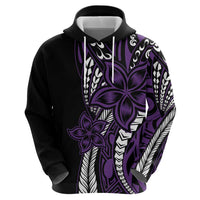 Polynesian Plumeria Floral Tattoo Pattern Hoodie Purple Style