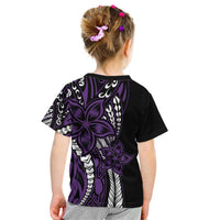 Polynesian Plumeria Floral Tattoo Pattern Kid T Shirt Purple Style