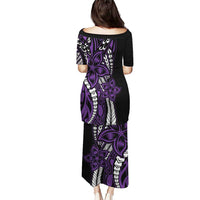 Polynesian Plumeria Floral Tattoo Pattern Puletasi Purple Style