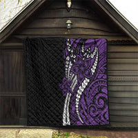 Polynesian Plumeria Floral Tattoo Pattern Quilt Purple Style