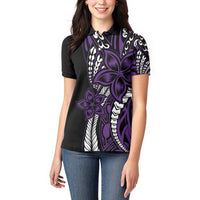 Polynesian Plumeria Floral Tattoo Pattern Women Polo Shirt Purple Style