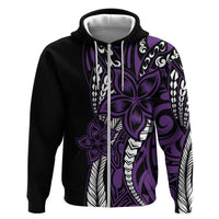 Polynesian Plumeria Floral Tattoo Pattern Zip Hoodie Purple Style LT9 Zip Hoodie Purple - Polynesian Pride