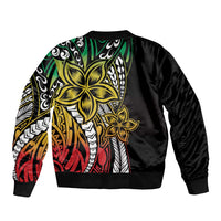 Polynesian Plumeria Floral Tattoo Pattern Bomber Jacket Reggae Style