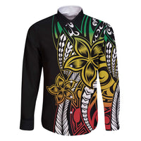 Polynesian Plumeria Floral Tattoo Pattern Family Matching Summer Maxi Dress and Hawaiian Shirt Reggae Style LT9 Dad's Shirt - Long Sleeve Reggae - Polynesian Pride