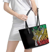 Polynesian Plumeria Floral Tattoo Pattern Leather Tote Bag Reggae Style