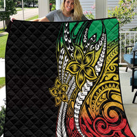 Polynesian Plumeria Floral Tattoo Pattern Quilt Reggae Style