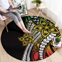 Polynesian Plumeria Floral Tattoo Pattern Round Carpet Reggae Style LT9 - Polynesian Pride