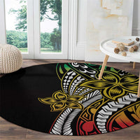 Polynesian Plumeria Floral Tattoo Pattern Round Carpet Reggae Style LT9 - Polynesian Pride