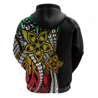 Polynesian Plumeria Floral Tattoo Pattern Zip Hoodie Reggae Style LT9 - Polynesian Pride