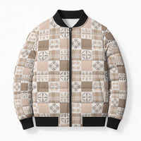 Hawaiian Palaka Quilt Pattern Bomber Puffer Jacket Hawaii Culture Bird of Paradise Exotic Motif - Polynesian Pride