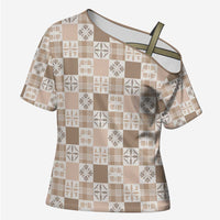 Hawaiian Palaka Quilt Pattern Cross Shoulder Shirt Hawaii Culture Bird of Paradise Exotic Motif - Polynesian Pride