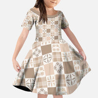 Hawaiian Palaka Quilt Pattern Family Matching Long Sleeve Bodycon Dress and Hawaiian Shirt Hawaii Culture Bird of Paradise Exotic Motif - Polynesian Pride