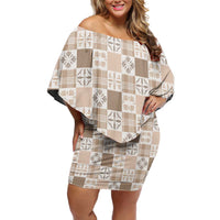 Hawaiian Palaka Quilt Pattern Family Matching Off Shoulder Short Dress and Hawaiian Shirt Hawaii Culture Bird of Paradise Exotic Motif - Polynesian Pride