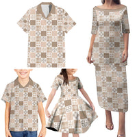 Hawaiian Palaka Quilt Pattern Family Matching Puletasi and Hawaiian Shirt Hawaii Culture Bird of Paradise Exotic Motif - Polynesian Pride