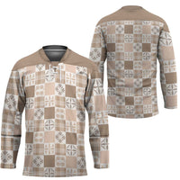 Hawaiian Palaka Quilt Pattern Hockey Jersey Hawaii Culture Bird of Paradise Exotic Motif - Polynesian Pride