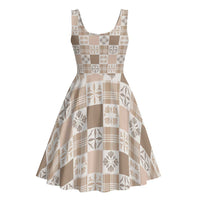 Hawaiian Palaka Quilt Pattern Midi Dress Hawaii Culture Bird of Paradise Exotic Motif - Polynesian Pride