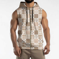 Hawaiian Palaka Quilt Pattern Sleeveless Zip Hoodie Hawaii Culture Bird of Paradise Exotic Motif - Polynesian Pride