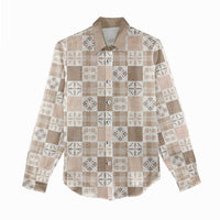 Hawaiian Palaka Quilt Pattern Women Casual Shirt Hawaii Culture Bird of Paradise Exotic Motif - Polynesian Pride