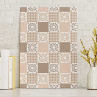 Hawaiian Palaka Quilt Pattern Canvas Wall Art Hawaii Culture Honu Turtle LT9 Without Frame Beige - Polynesian Pride