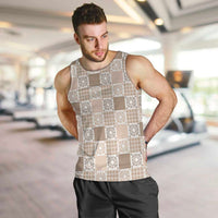 Hawaiian Palaka Quilt Pattern Men Tank Top Hawaii Culture Honu Turtle - Polynesian Pride