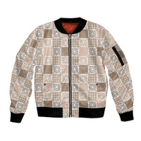Hawaiian Palaka Quilt Pattern Sleeve Zip Bomber Jacket Hawaii Culture Honu Turtle - Polynesian Pride