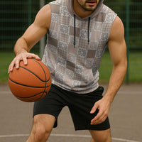 Hawaiian Palaka Quilt Pattern Sleeveless Hoodie Hawaii Culture Honu Turtle - Polynesian Pride