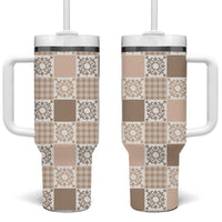 Hawaiian Palaka Quilt Pattern Tumbler With Handle Hawaii Culture Honu Turtle - Polynesian Pride