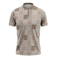 Hawaiian Palaka Quilt Pattern Zipper Polo Shirt Hawaii Culture Honu Turtle - Polynesian Pride