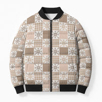 Hawaiian Palaka Quilt Pattern Bomber Puffer Jacket Hawaii Culture Pineapple - Polynesian Pride