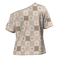 Hawaiian Palaka Quilt Pattern Cross Shoulder Shirt Hawaii Culture Pineapple - Polynesian Pride
