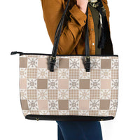 Hawaiian Palaka Quilt Pattern Leather Tote Bag Hawaii Culture Pineapple - Polynesian Pride