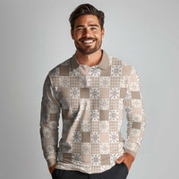 Hawaiian Palaka Quilt Pattern Long Sleeve Polo Shirt Hawaii Culture Pineapple - Polynesian Pride