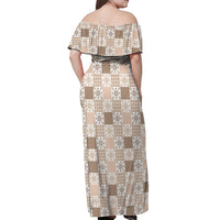 Hawaiian Palaka Quilt Pattern Off Shoulder Maxi Dress Hawaii Culture Pineapple - Polynesian Pride