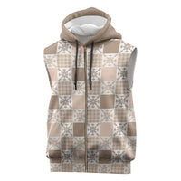 Hawaiian Palaka Quilt Pattern Sleeveless Zip Hoodie Hawaii Culture Pineapple - Polynesian Pride