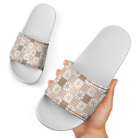 Hawaiian Palaka Quilt Pattern Slide Sandals Hawaii Culture Pineapple - Polynesian Pride