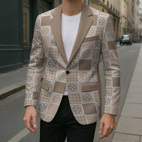 Hawaiian Palaka Quilt Pattern Blazer Hawaii Culture Tropical Flowers Mix - Polynesian Pride