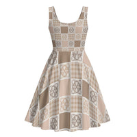 Hawaiian Palaka Quilt Pattern Midi Dress Hawaii Culture Tropical Flowers Mix - Polynesian Pride