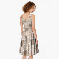 Hawaiian Palaka Quilt Pattern Midi Dress Hawaii Culture Tropical Flowers Mix - Polynesian Pride