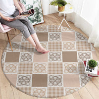 Hawaiian Palaka Quilt Pattern Round Carpet Hawaii Culture Tropical Flowers Mix - Polynesian Pride