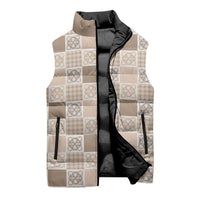 Hawaiian Palaka Quilt Pattern Sleeveless Puffer Jacket Hawaii Culture Tropical Flowers Mix - Polynesian Pride